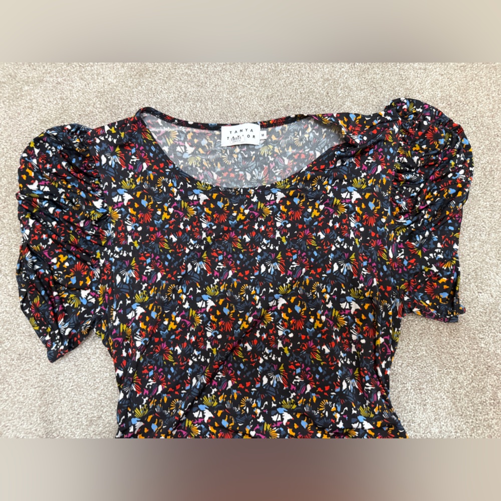 Tanya Taylor Multicolor Floral Effie Ruched Dress - size Medium - Picture 9 of 16